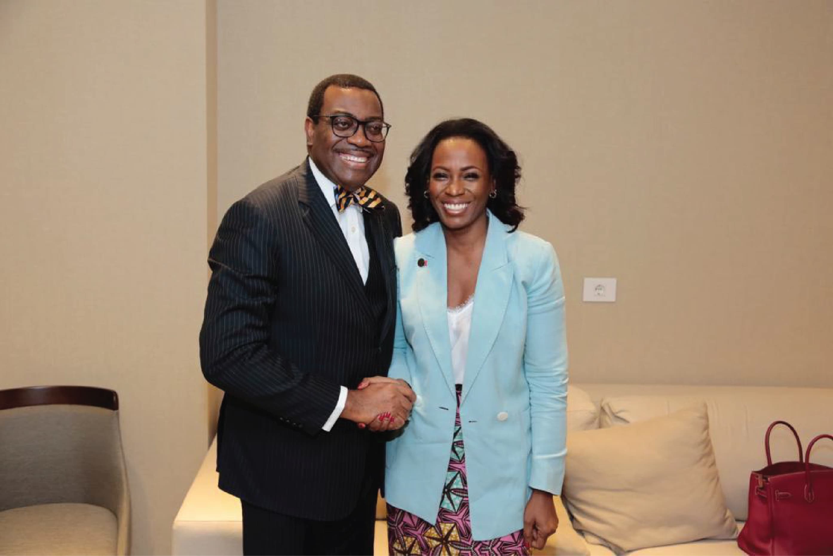 Nicole Sulu et le Dr Akinwumi A. Adesina, Président de la Banque Africaine de Développement